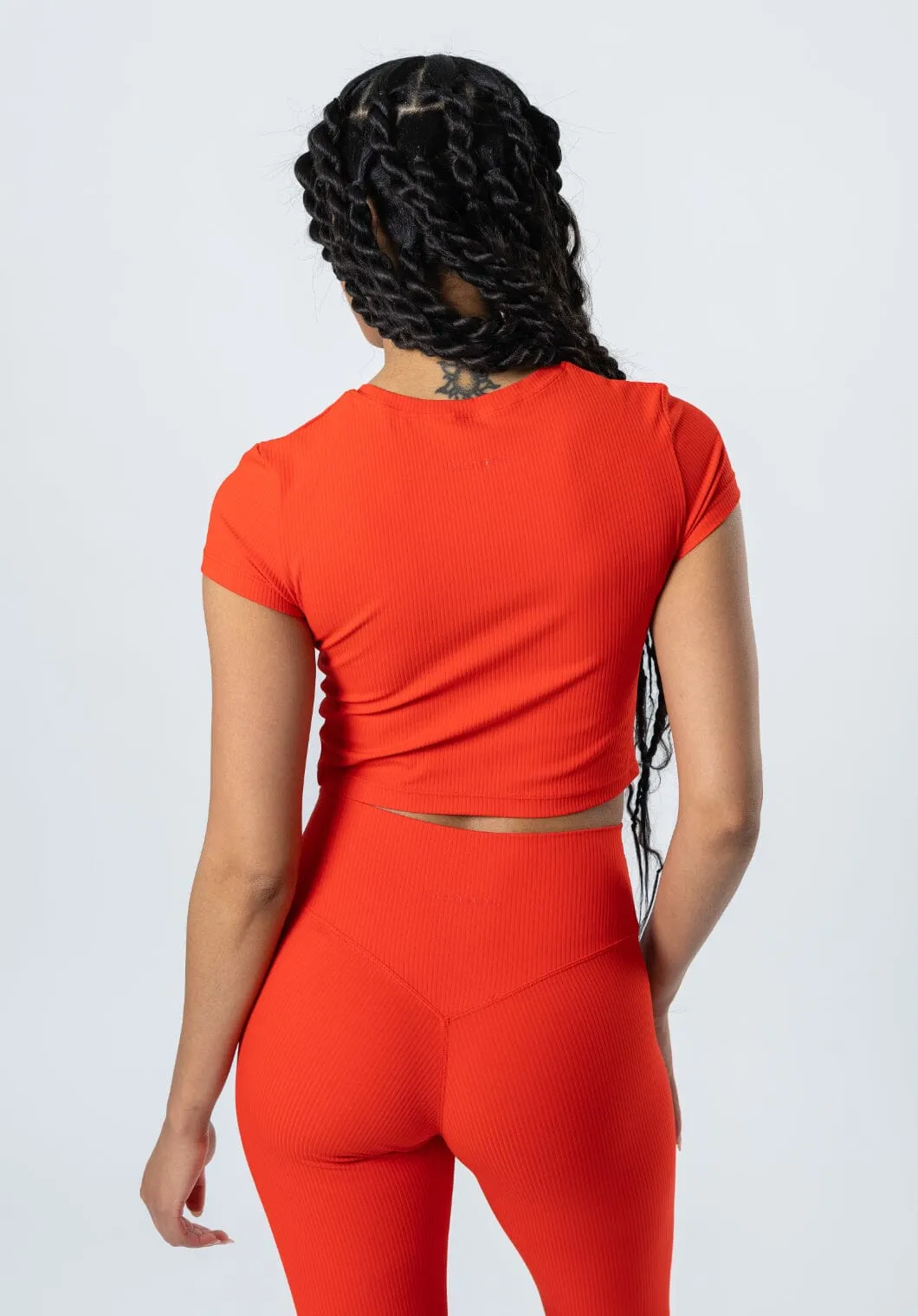 harmonious Comfy All-Day CloudRib Short Sleeve Crop Hot Shot