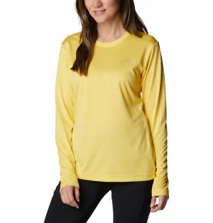 Columbia Women Yellow Columbia Hike LS Shirt Outdoor Outfit Style Organic Cotton Construction