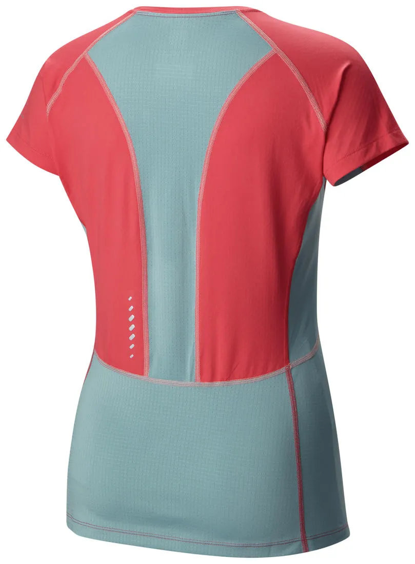 Vintage Style Sleek Comfort Columbia Women Red Freeze Degree III Short Sleeve Shirt (Sun Protection)