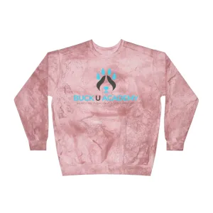 Unisex Color Blast Crewneck Sweatshirt button detail
