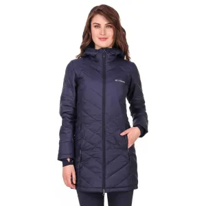 Columbia Women Navy Blue Heavenly Long Hooded Jacket Water Repellent Finish