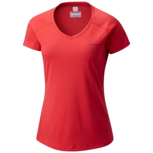 Columbia Women Red Zero Rules Short Sleeve Shirt (Sun Protection) School Uniform