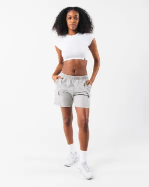 Cargo Short - Heather Cloud Non Binding Waistline scarf