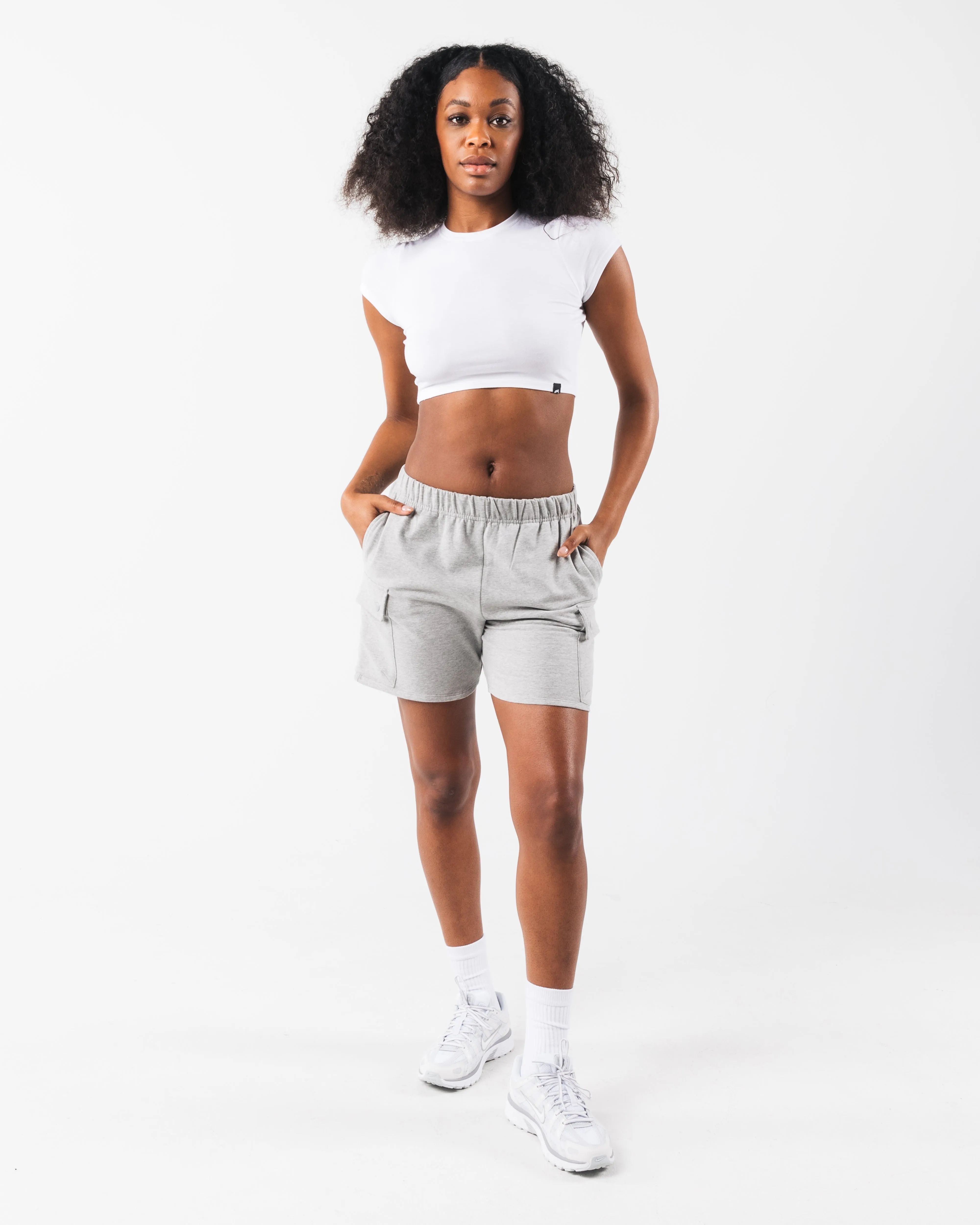 Cargo Short - Heather Cloud Non Binding Waistline scarf