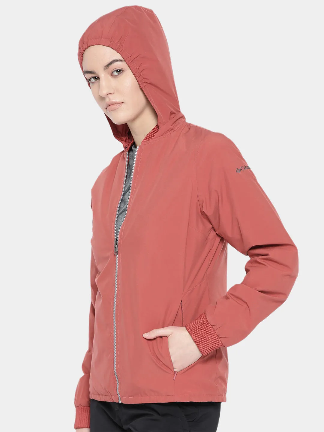Columbia Women Red Hillsdale Spring Reversible Jacket Ribbed Knit Cuffs Eco Friendly Material