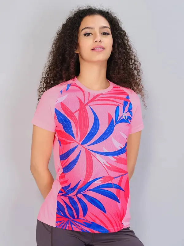 Printed Logo Women Printed Slim Fit Crew Neck T-shirt with TECHNO COOL