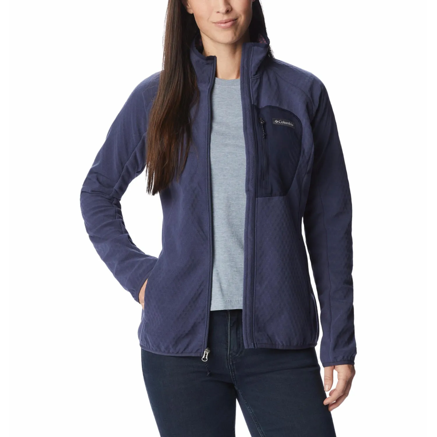 Columbia Women Navy Blue Outdoor Tracks Full Zip II Moment