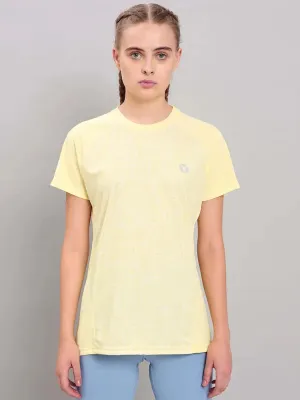 Women Abstract Print Slim Fit Crew Neck T-shirt with TECHNO COOL  MinimalistDesign Breathable mesh lining