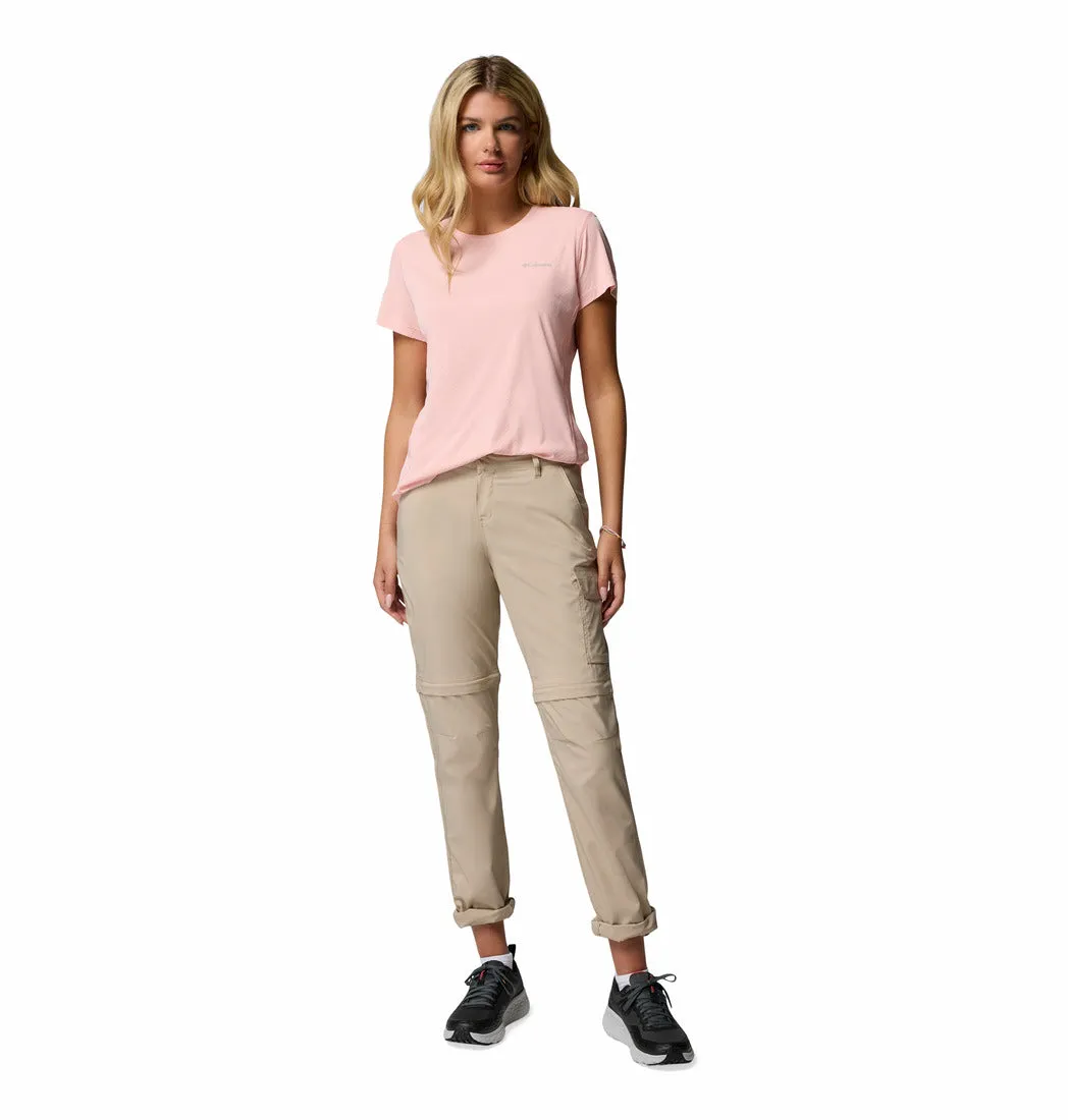 Columbia Women Pink Zero Rules Light SS Crew (Sun Protection) Vibrant Colors