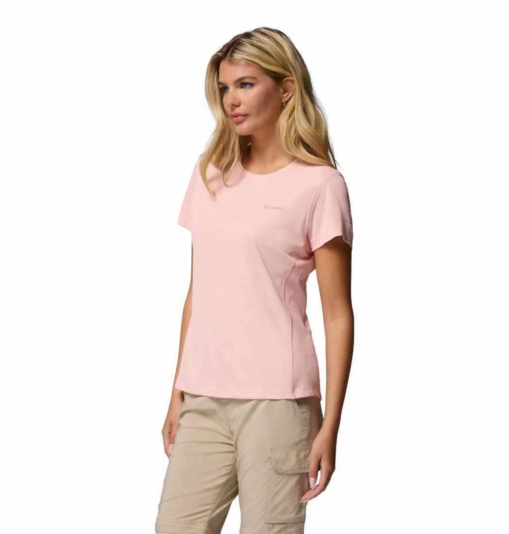 slim fit Columbia Women Pink Zero Rules Light SS Crew (Sun Protection)