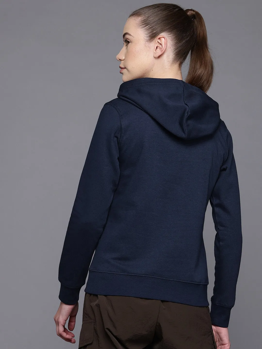 Columbia Women Blue Beaumount Graphic Hoodie Elastic Cuff Mechanism Skinny Fit