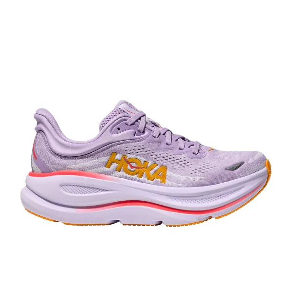 Hoka Women's Bondi 9 Wide Aster Flower / Starlight Glow comfortable running shoes Lightweight Feel