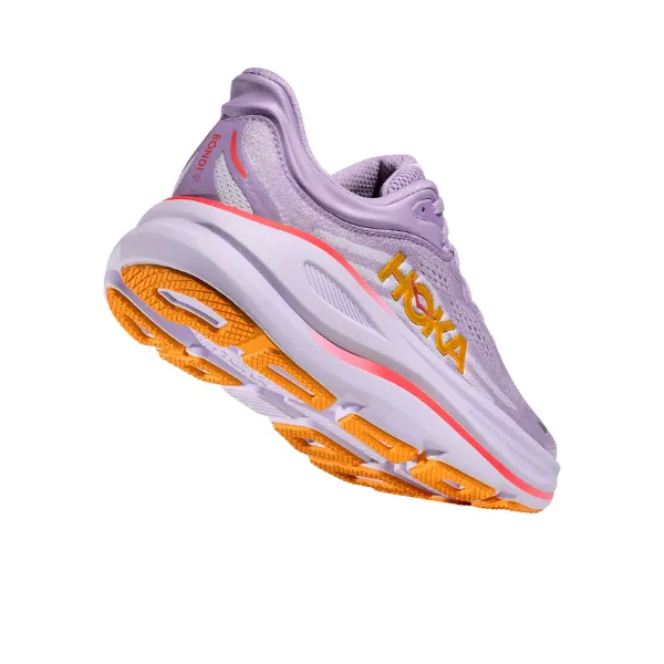 Hoka Women's Bondi 9 Wide Aster Flower / Starlight Glow running in regional tracks shoes Warm Up