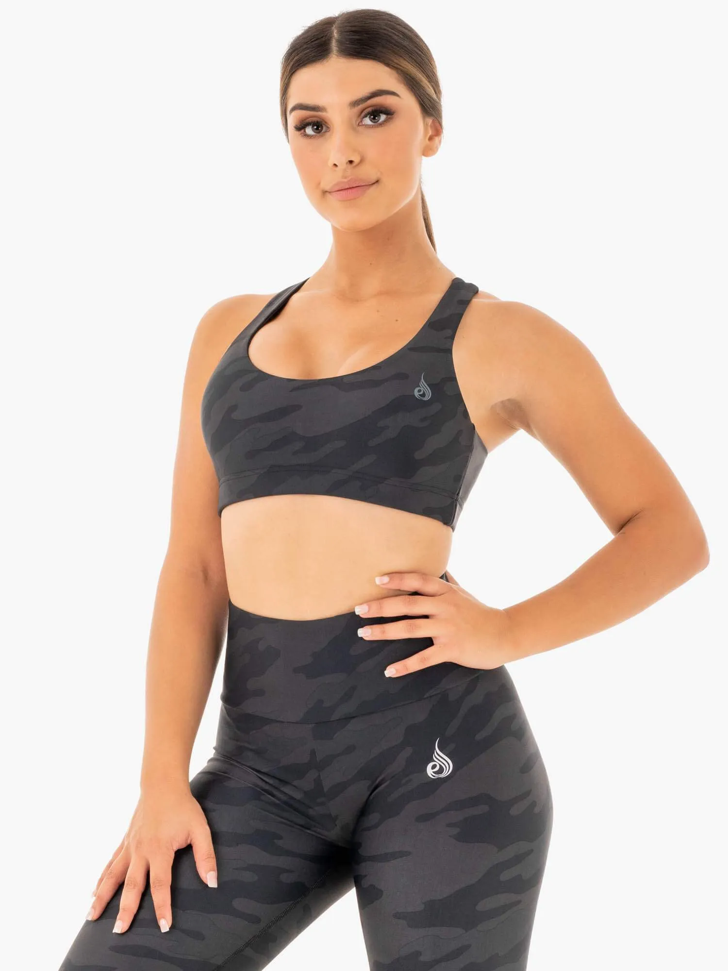 Cotton fabric fitness enthusiasts Camo Sports Bra - Black Camo