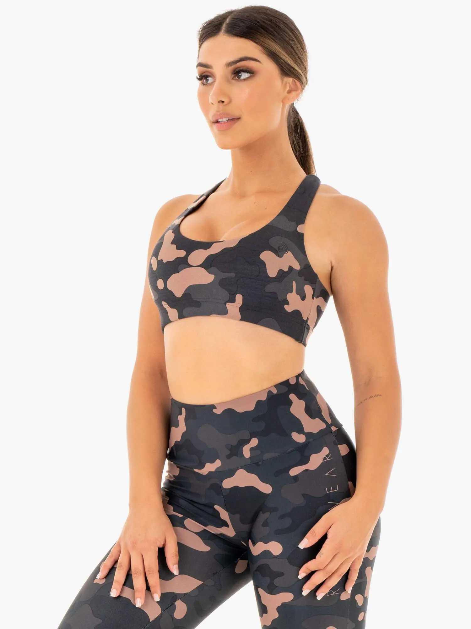 Camo Sports Bra - Rose Camo Skinny fit seams