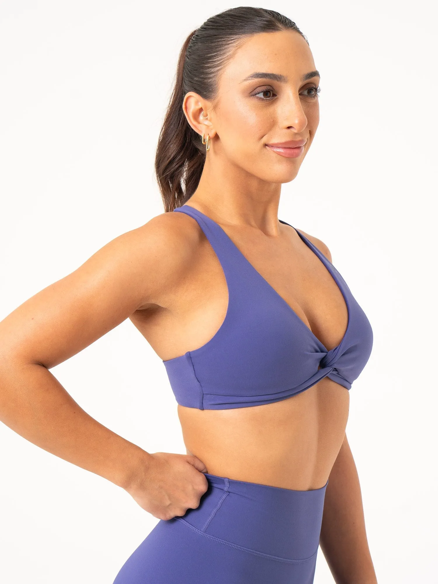 Zipped Elastic seams NKD Knot Sports Bra - Indigo