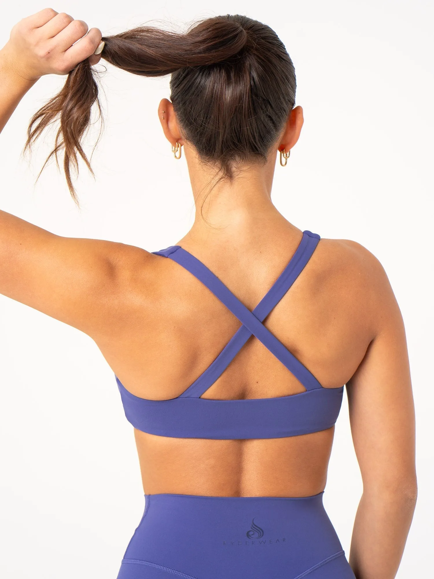 NKD Knot Sports Bra - Indigo Triple stitching seams Smooth Cup