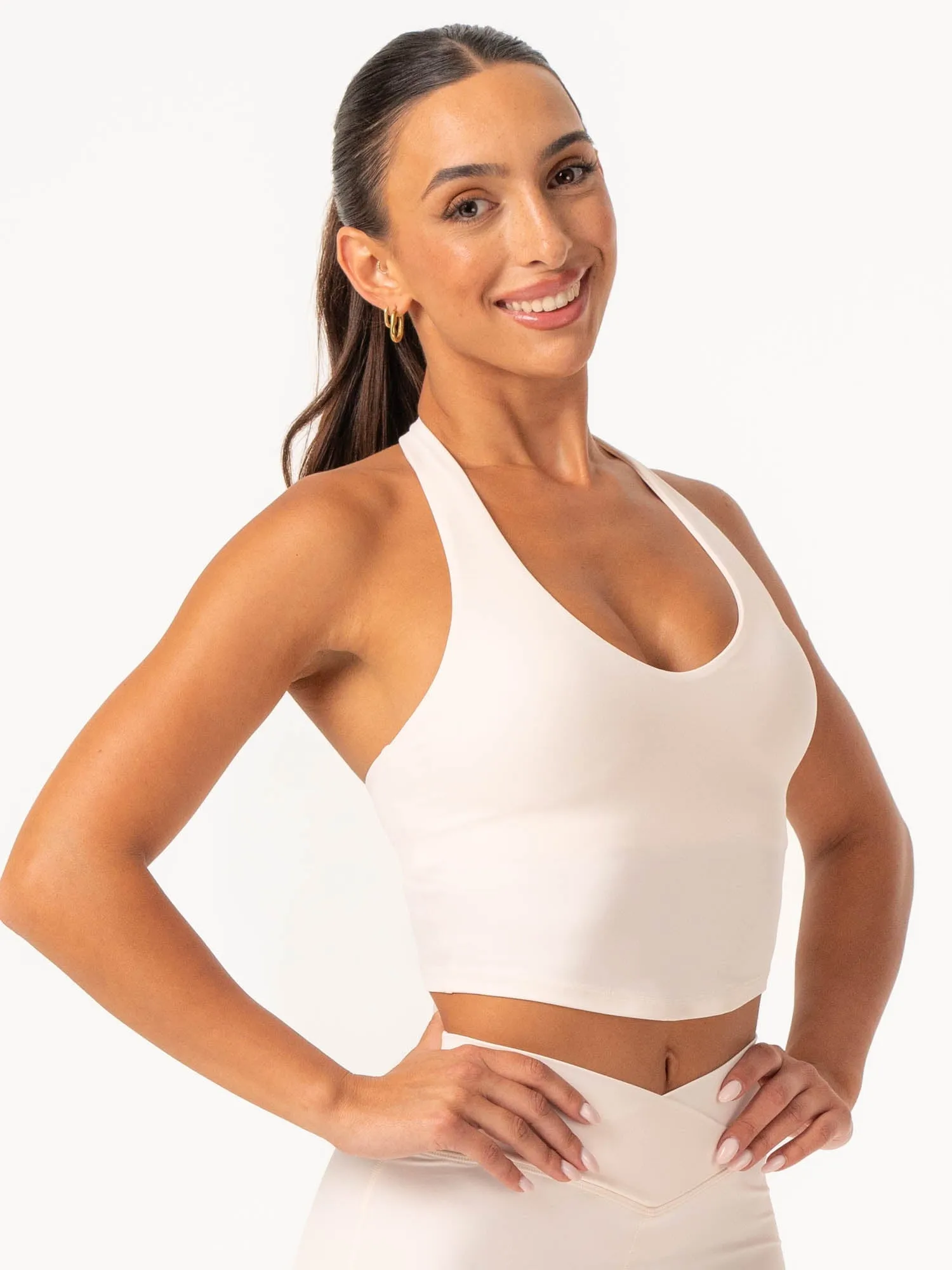 Muscle Support NKD Halter Shelf Tank - Off White
