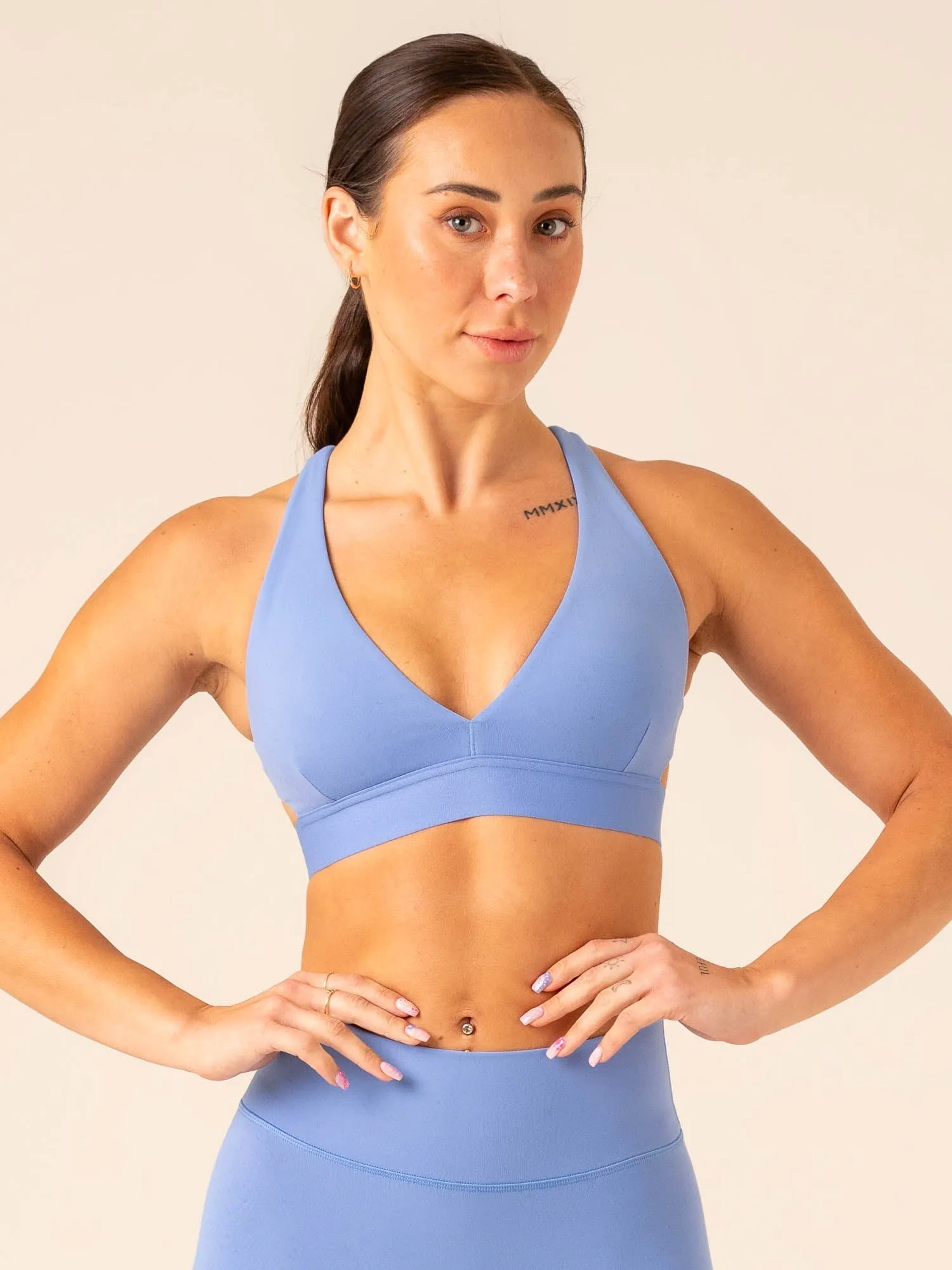 Prime Sports Bra - Cornflower Blue Tight Fit Pink