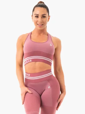 Breathable Inner Lining Versatile Band Freestyle Seamless Longline Sports Bra - Dusty Pink