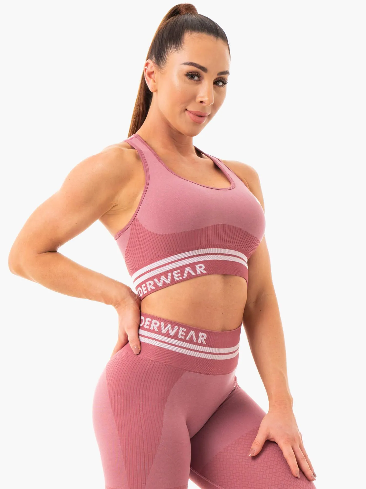performance enhancement Freestyle Seamless Longline Sports Bra - Dusty Pink