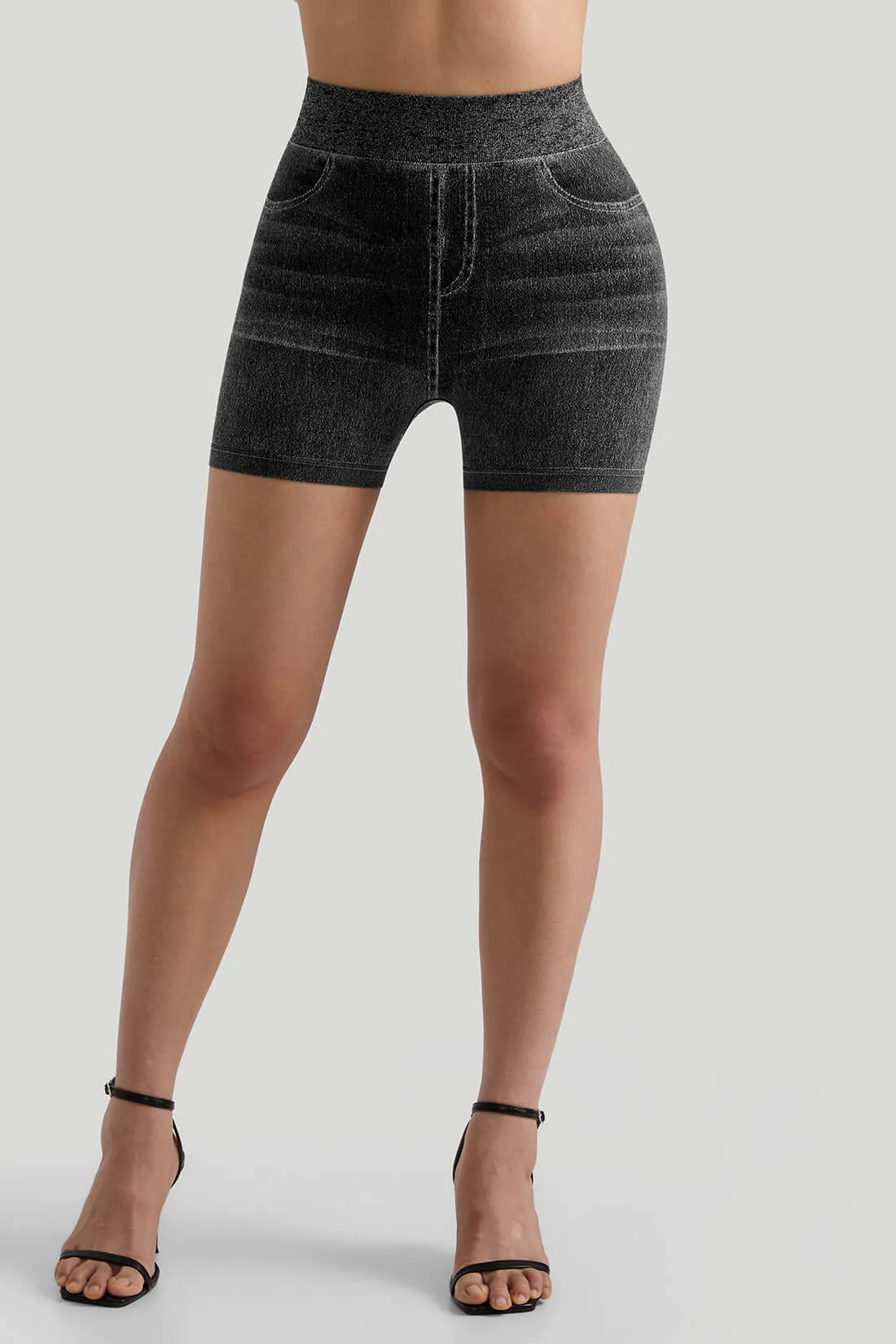 Faux Denim Short Dance Practice Loose Fit Sleek Fit Design