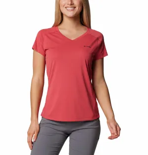 Columbia Women Red Zero Rules Short Sleeve Shirt Smart Layering RelaxedFit