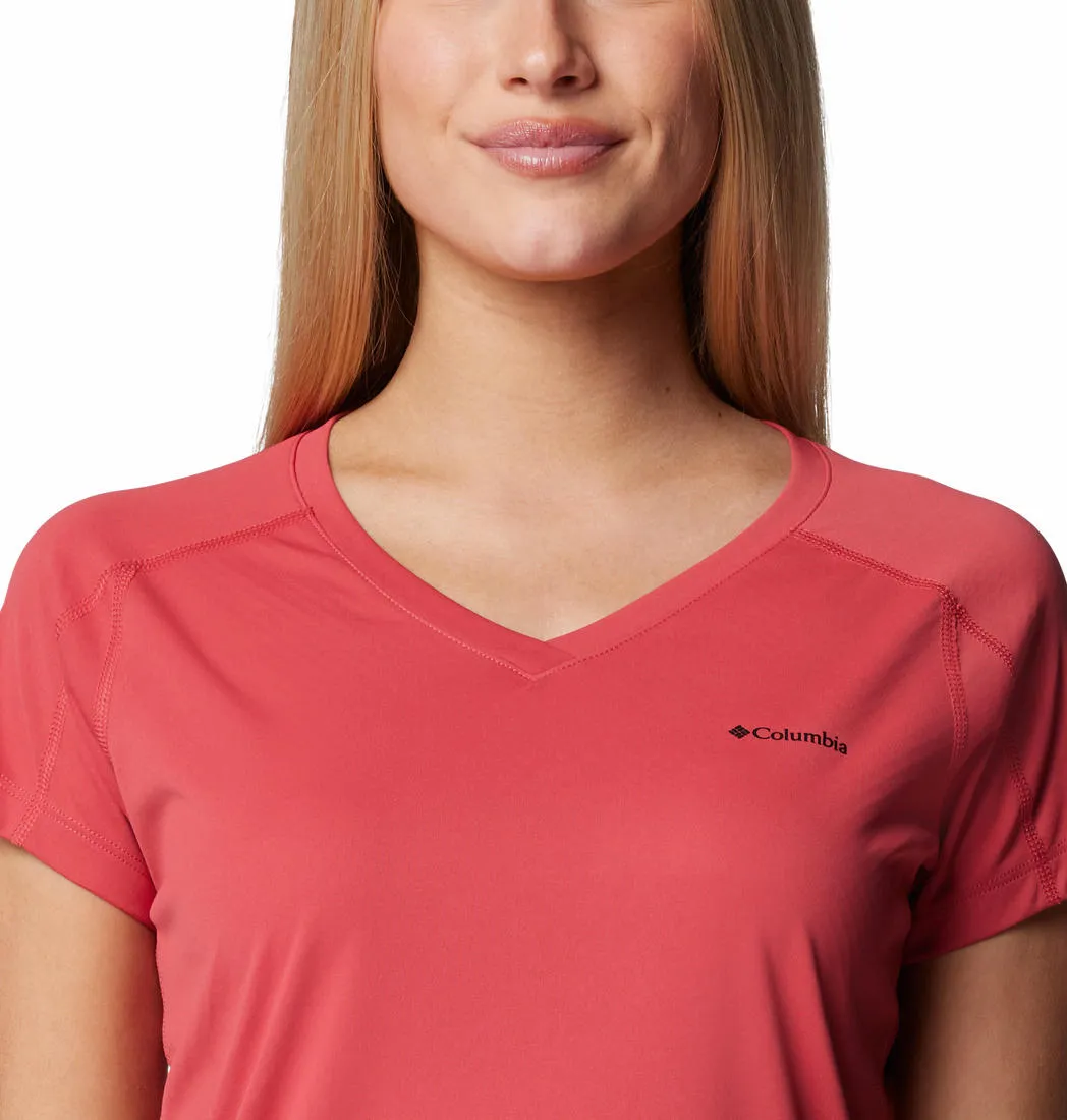 Columbia Women Red Zero Rules Short Sleeve Shirt Timeless Top Breathable Performance Wear