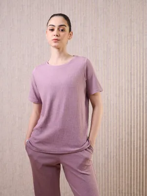 Recycled Polyester Anti Static Treatment Women Cubic Melange Relaxed Fit Round Neck T-shirt with DOUBLE COOL